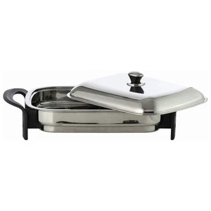 Padella Cucina Padella Elettrica Rettangolare 16" Acciaio Inox Nuova T304 - Foto 1 di 5