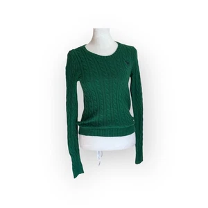 Abercrombie & Fitch Sz Small Green Crew Neck Sweater Academia Prep School - Picture 1 of 7