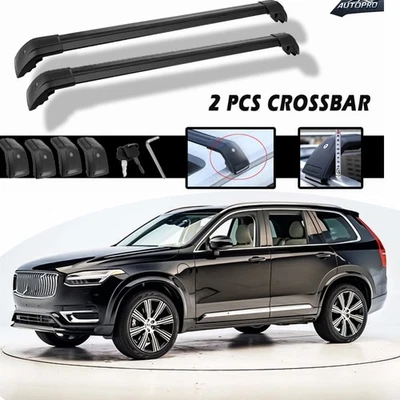 2PCS Crossbar For Volvo XC90 2016-2025 Roof Rack Cargo Bars Luggage Kayak Black - Image 1 of 4