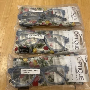 Foster Grant Women’s Reading Glasses Light Blue 1.25 1014938 Set Of 3 New - Picture 1 of 3