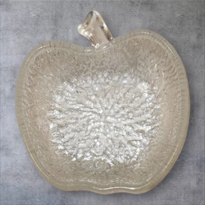 Vintage Clear Glass Apple Bowl 12cm Italian Savam Style Dessert Fruit Dish   - Picture 1 of 5