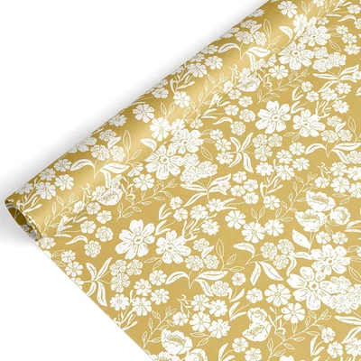 Floral Wrapping Paper - Mini Roll - 17 in X 32.8 Ft Spring Yellow Flower Botanic - Image 1 of 4