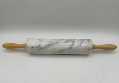 "Rodillo de mármol blanco y gris barril de 10"" de 18"" de longitud" Foto 1 de 4
