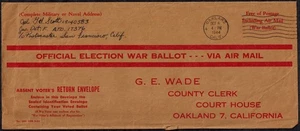 USA 1944 Navy Ensign War Ballot for LAST FDR ELECTION RARE - Picture 1 of 2