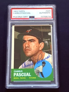 Camilo Pascual Signed Autograph 1963 Topps #220 PSA DNA - Picture 1 of 2
