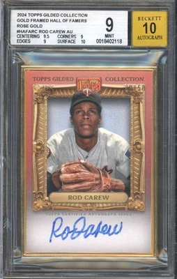 2024 Topps varilla dorada Carew miembro del Salón de la Fama enmarcado en oro automático/50 #HAFA-RC BGS 9 Foto 1 de 2