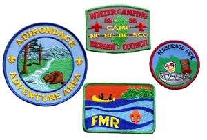 VINTAGE LOT OF 4 BERGEN COUNTY NEW JERSEY BOY SCOUT PATCHES ADIRONDACK ADVENTURE - Imagen 1 de 3