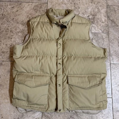 Vtg Woolrich Down Puffer Vest Chore Barn Pocket Men’s XL Tan Beige USA Cabincore - Image 1 of 4