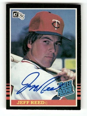 1985 Donruss 30 Jeff Reed signed auto autograph  rated rookie NM blue sig ASC BX - Image 1 of 2