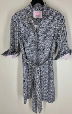 Lilly Pulitzer Brinkley Shirt Dress 2 Blue White Pink Belted Button Front Ruffle - Image 1 of 4