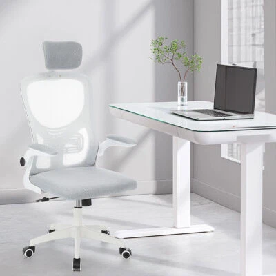 OYAJIA Mesh Home Office Chair Swivel Task Computer Desk Chair w/ Lumbar Support White
