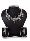 Indian Traditional Women German Silver Doli Choker Oxidized Necklace Jewelry Set