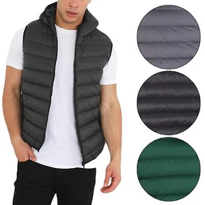Mens Body Warmer Gilet Sleeveless Padded Puffer Quilted Hooded Jacket BRAVE SOUL - Picture 1 of 9