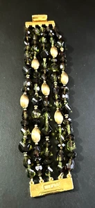 Vtg St John chunky bracelet multistrand beaded DESIGNER GOLD PLATED statement - Picture 1 of 7