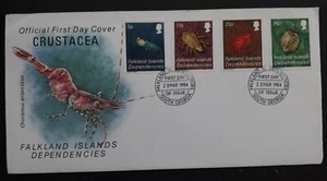 SCARCE 1984 Falkland Islands Dep. Crustacea FDC ties 4 stamps canc Sth Georgia - Picture 1 of 2