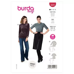 BURDA 5970 MISSES JERSEY TOPS Sewing Pattern Sizes 8 - 18 Skill: VERY EASY - Picture 1 of 7