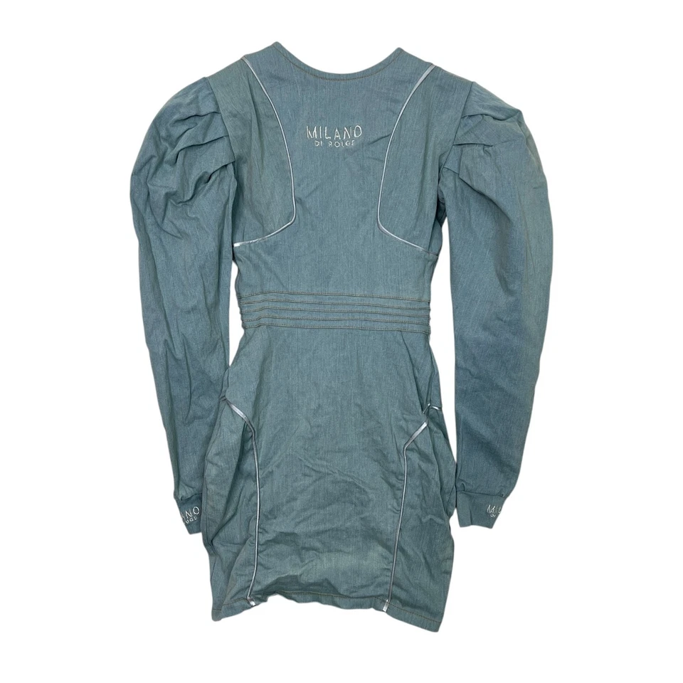 Milano Di Rouge Bday Dress Body Con Mini Puff Long Sleeve Stretch Denim Size XS - Image 1 of 4