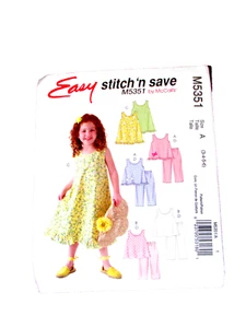 McCALL'S M5351 Mädchen 3, 4, 5, 6 Oberteile Anzughose "Stitch N Save" (Schlagzeug nähen) - Bild 1 von 4