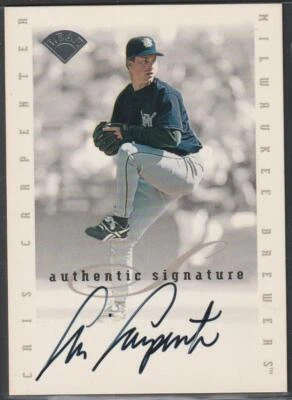 043, 1996 Hoja Firma, Autógrafo Original de Chris Carpenter, Cerveceros Foto 1 de 2