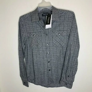 Kenneth Cole Mens S Grey Long Sleeve Snap Button Up Long Sleeve Shirt MSRP $79.5 - Foto 1 di 5