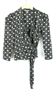 Blusa Cash SANDRO Donna Piccola Stampa A Pois Crepe Avvolgente - Foto 1 di 9