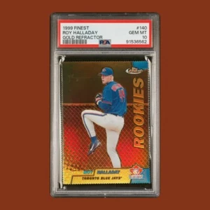 Roy Halladay 1999 Finest Gold Refractor #140 PSA 10 gemas como nuevo Pop 2 030/100 - Imagen 1 de 2