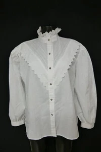 Gr.46 Trachtenbluse weiß Bluse für Dirndl Alpen Trachten mit Spitze TB10113 - Bild 1 von 4