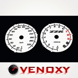 Kawasaki ZZR 1400 2012-2016 KM/H Aftermarket White Gauge Faces - Picture 1 of 1
