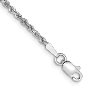 14K White Gold 6 inch 1.75mm Diamond-cut Rope with Lobster Clasp Chainfor Mother - Picture 1 of 2