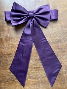 Vintage Girls Purple Belt With Large Bow Satin - Picture 1 of 6