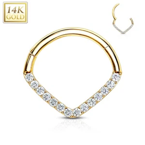 14K SolidGOLD Chevron EAR NOSE Piercing Ring Septum Daith Tragus Rook Snug Helix - Picture 1 of 6
