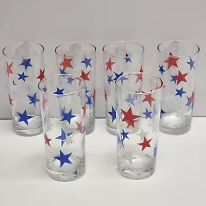 GENIAL - 6er Set Libbey Glas patriotisch rot, weiß & blau USA STARS Brille - Bild 1 von 12