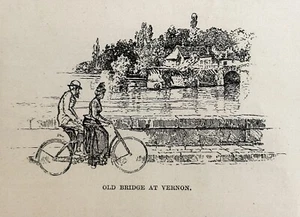 Antiguo puente de Vernon de 1893 grabado en madera revista - Imagen 1 de 1