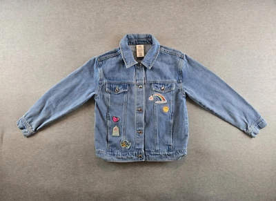 Disney Denim Jacket Youth 11/12 Embroidered Rainbow Castle Patches Girls Kids - Image 1 of 4