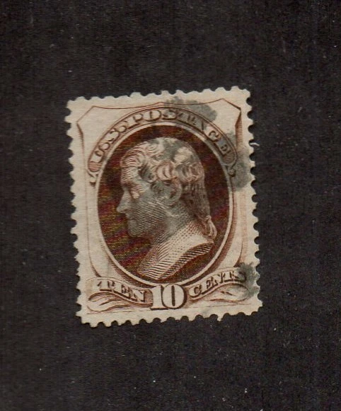 US #161, Thomas Jefferson, EFO very worn plate variety. - Image 1 of 1