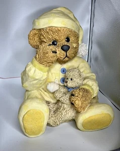 TEDDY BEAR Youngs Resin/Ceramic Figurine Bedtime Sleepy Collectible 10" Vintage - Picture 1 of 14
