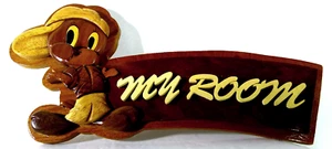 Placa Letrero Puerta Personalizada Dormitorio Personalizado Piolín MI HABITACIÓN Hecho en Madera con Gancho - Imagen 1 de 6