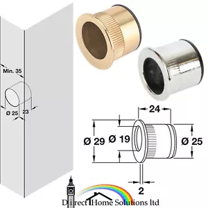 Hafele Pocket Door Flush Handle Push Fits In Ø25mm Hole, Polished Brass / Chrome - Picture 1 of 3