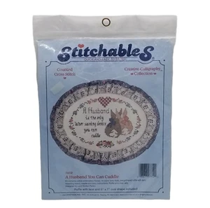 Stitchables gezähltes Kreuzstich-Set Ein Ehemann, den Sie kuscheln können oval 5"x7" LESEN - Bild 1 von 8