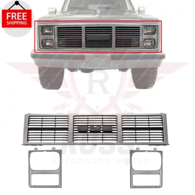 New Front Grille + Head Light Door / Bezel Fits 1985-1988 GMC C1500 PICKUP JIMMY Foto 1 de 4