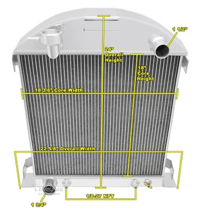 1928 1929 Ford Model A W/ Ford Configuration 3 Row Champion Aluminum Radiator - Bild 1 von 7