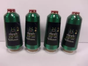 HM Textile Peacock Embroidery Machine Cone Thread Metallic Bright Green Lot of 4 - Picture 1 of 3