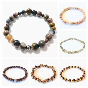 Various made-to-measure stretch bracelets with mixed gemstone glass &metal beads