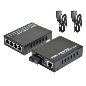 10/100/1000Mbps 1Port&4Ports Ethernet to Fiber Optic Media Converter Single Mode - Picture 1 of 9