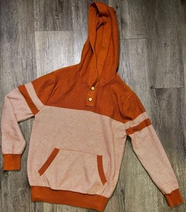 Boys' 2-Button Knit Hooded 100% Cotton Pullover Sweater Cat & Jack Brown XS 4/5 - Picture 1 of 5