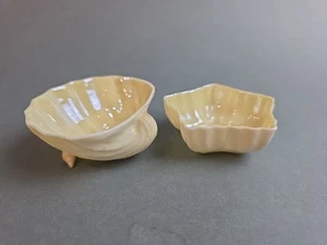 BELLEEK Ireland Porcelain Neptune Shell and Star- Sml Trinket Dishes Green Mark - Picture 1 of 10