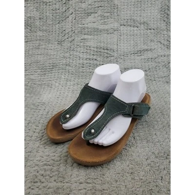 Sandalias Taos para mujer talla 10,5 cuero verde sin cordones cuña baja cómodas informales Foto 1 de 4