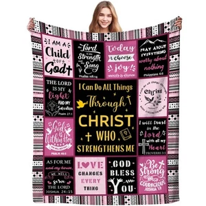 Christian Blanket Inspirational Thoughts Throw Blanket Bible Verse Prayers Ge... - Picture 1 of 7