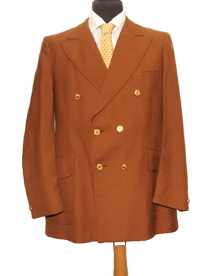 VINTGE JOHN TEMPLE BY PIERRE CARDIN DOUBLE BREASTED BLAZER TAN BROWN 40 R 1970’S - Image 1 of 4