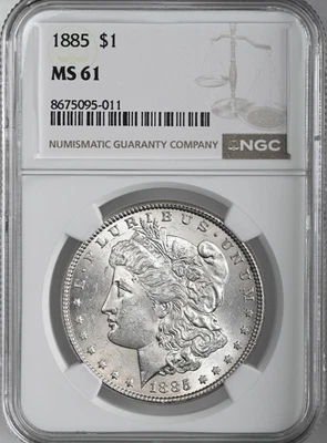 1885-P  $1  MORGAN SILVER DOLLAR  "PHILADELPHIA MINT"  NGC MS61 #8675095-011 - Image 1 of 4